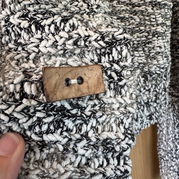 Vintage Nomadic Traders Black and White Knit Cardigan Cotton Blend / LG - Picture 3 of 11